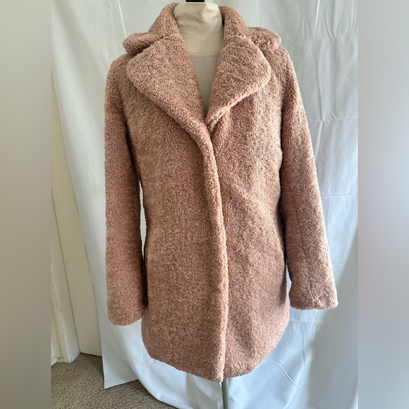 RACHEL ZOE Blush PINK Teddy Bear Coat Size Medium - Picture 1 of 14